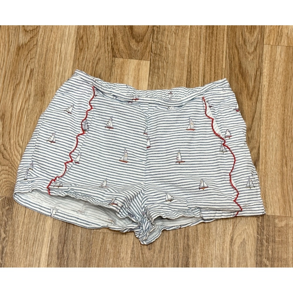 Bella Bliss Girls Nautical‎ Sailboat Striped Shorts Blue White Size 10